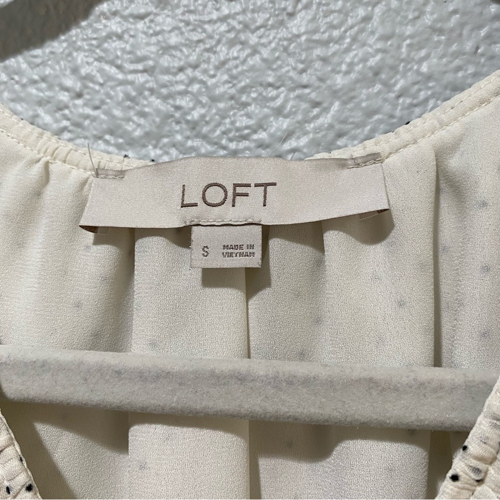 Loft Ivory Blouse with Black Polka Dot. SML - Picture 2 of 11
